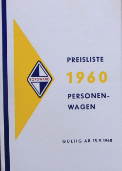 Borgward Personalcars Pricelist 1960 Carbrochure (10143)